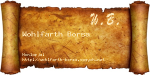 Wohlfarth Borsa névjegykártya